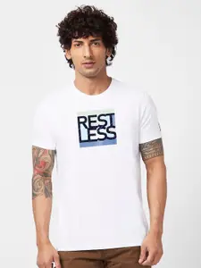 SPYKAR Typography Printed Slim Fit Cotton T-shirt