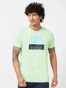 SPYKAR Typography Printed Slim Fit Cotton T-Shirt