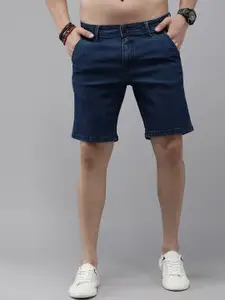 Roadster Men Navy Blue Slim-Fit Denim Shorts