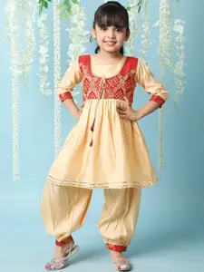 KID1 Girls Floral Woven Design Top With Salwar