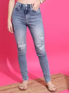 Tokyo Talkies Mid-Rise Skinny Fit Mildly Distressed Heavy Fade Ripped Stretchable Jeans