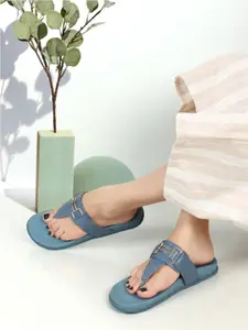 Elle Embellished Open Toe T-Strap Flats