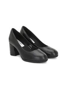 Delize Round Toe Work Block Pumps