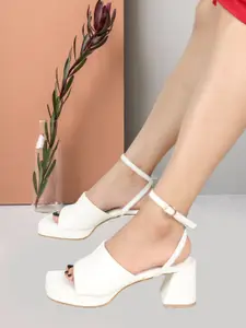 ELLE Open Toe Block Heels With Ankle Loop
