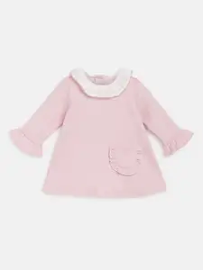 Chicco Infants Self Designed Round Neck Cotton A-Line Dress