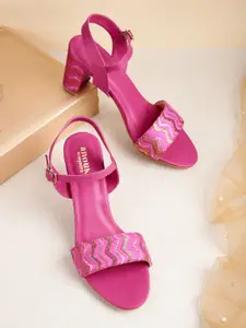 Anouk Women Woven Design Ethnic Embellished Block Heels