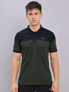 Technosport Coloblocked Polo Collar Antimicrobial Slim Fit T-shirt