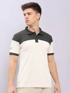 Technosport Antimicrobial Colourblocked Printed Polo Collar Slim Fit T-Shirts