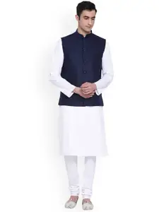 NAMASKAR Mandarin Collar Cotton Linen Nehru Jacket
