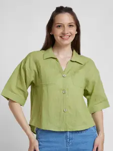 SPYKAR Classic Boxy Fit Opaque Linen Casual Shirt