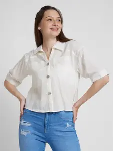 SPYKAR Classic Spread Collar Opaque Boxy Fit Linen Casual Shirt