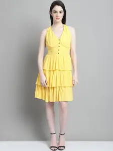 MARC LOUIS Sleeveless Layered Cotton Fit & Flare Dress