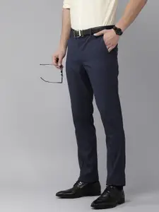 Arrow Men Mid-Rise Self-Striped Tailored Trousers