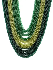 Bamboo Tree Jewels Green Bead Metal Necklace