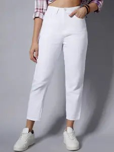 High Star Women White High-Rise Slash Knee Jeans