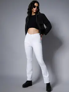 High Star Women White Bootcut High-Rise Clean Look Stretchable Jeans