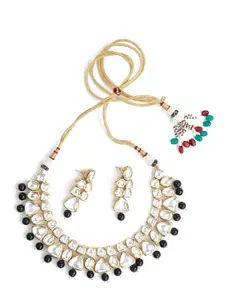ODETTE Gold-Plated Kundan Necklace & Earrings Set