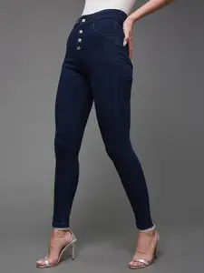 Miss Chase Women Navy Blue Jean Skinny Fit High-Rise Clean Look Stretchable Jeans