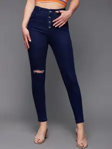 Miss Chase Women Navy Blue High-Rise Skinny Fit Stretchable Jeans