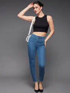Miss Chase Women Blue High-Rise Light Fade Clean Look Skinny Fit Stretchable Jeans