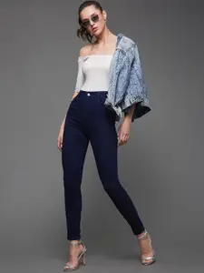 Miss Chase Women Blue High-Rise Clean Look Skinny Fit Stretchable Jeans