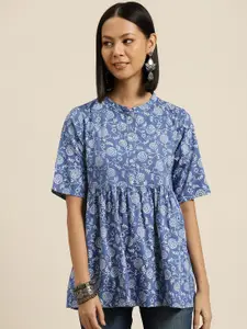 HERE&NOW Floral Printed A-Line Kurti