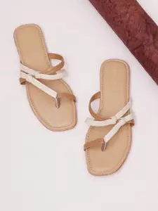 FABBHUE Knotted Strap One Toe Flats