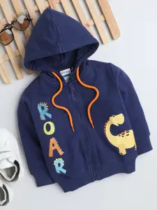 BUMZEE Infants Boys Typography Printed Hooded Cotton Sweatshirt