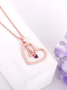GIVA 925 Sterling Silver Rose Gold-Plated Heart Shaped Pendant With Chain