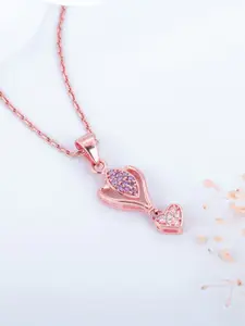 GIVA 925 Sterling Silver Rose Gold-Plated Crocus Elegance Stone-Studded Pendant With Chain