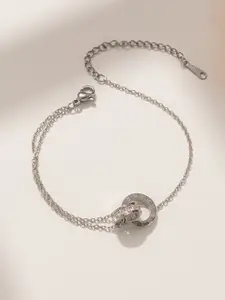 MYKI Silver-Plated Cubic Zirconia Charm Bracelet