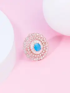 Zaveri Pearls Rose Gold-Plated CZ-Studded Adjustable Finger Ring