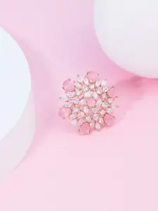 Zaveri Pearls Rose Gold-Plated & CZ-Studded Adjustable Finger Ring