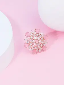 Zaveri Pearls Rose Gold-Plated & CZ-Studded Adjustable Finger Ring