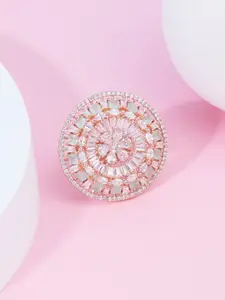 Zaveri Pearls Rose Gold-Plated CZ-Studded Finger Ring