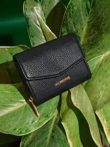 Accessorize London Women Faux Leather Small Flap Zip Around Purse