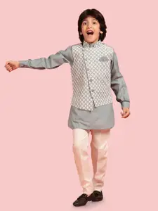 Aj DEZInES Boys Pure Cotton Kurta with Trousers & Nehru Jacket