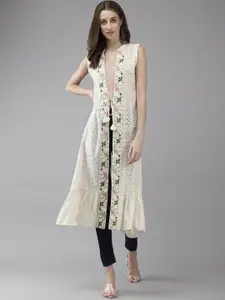 BAESD Floral Embroidered Cotton Longline Shrug