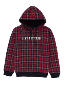 Status Quo Boys Checked Hooded Pure Cotton Sweatshirt