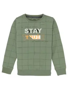 Status Quo Boys Checked Round Neck Pure Cotton Sweatshirt
