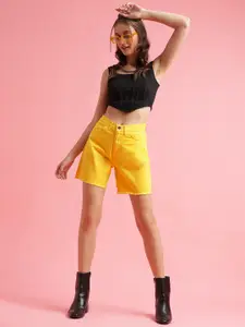 Belliskey Women High-Rise Regular Fit Denim Shorts