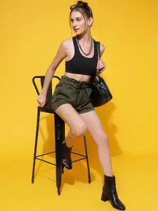 Belliskey Women High-Rise Regular Fit Denim Shorts