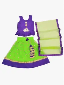 BAESD Girls Embroidered Ready to Wear Lehenga & Blouse With Dupatta