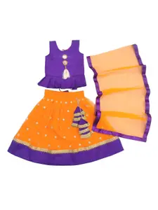 BAESD Girls Mirror Work Ready to Wear Lehenga & Blouse With Dupatta