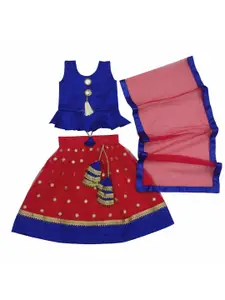 BAESD Girls Mirror Work Ready to Wear Lehenga & Blouse With Dupatta