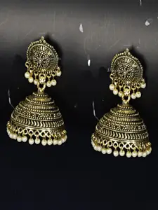 Proplady German Silver Dome Shaped Jhumkas Earrings