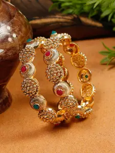 YouBella Set Of 2 Gold-Plated Stone-Studded Bangles
