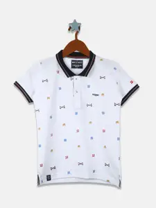 Monte Carlo Boys Conversational Printed Polo Collar Pure Cotton T-Shirt