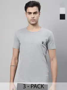 MACK JONNEY Pack Of 3 Round Neck Regular Fit Cotton Casual T-Shirt