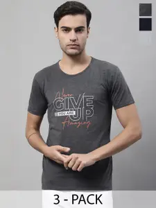 MACK JONNEY Pack Of 3 Typography Printed Cotton Round Neck T-Shirts